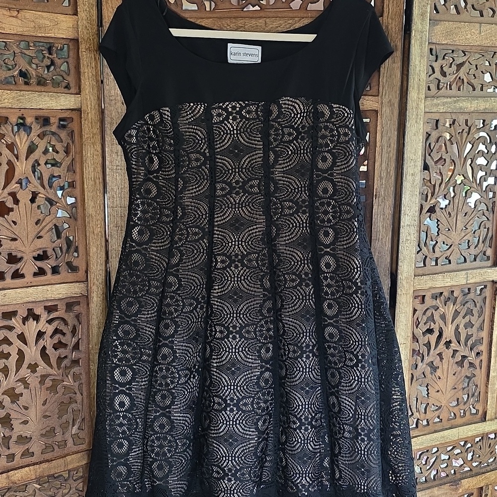 Karin Stevens Black Lace Midi Dress